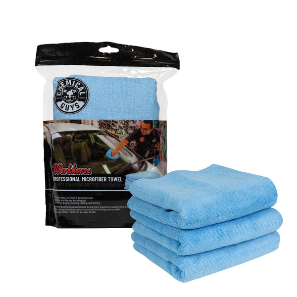 Chemical Guys Workhorse Microfiber Towels Blue - 3pk (MICBLUE03)