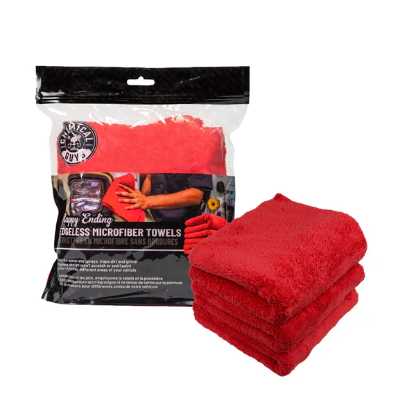 Chemical Guys Happy Ending Microfiber Towel Red - 3pk (MIC34103)