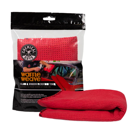 Chemical Guys Waffle Weave Glass Towel - Red (16x24) (MIC707)